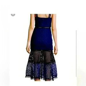Alexis Erin Bicolor Crochet & Lace Midi Dress in Black & Navy